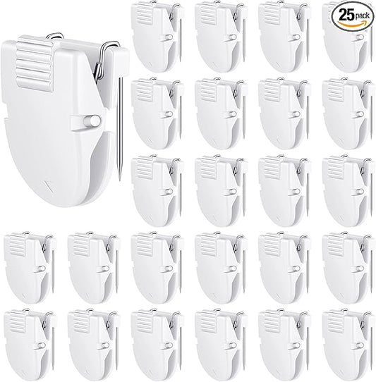 25 Pcs Cubicle Clips Fabric Panel Cubicle Accessories Fabric Partition Panel Wall Clip Office Photos Wall for Notes Memos Standard Size, 40-Sheet Capacity (White)