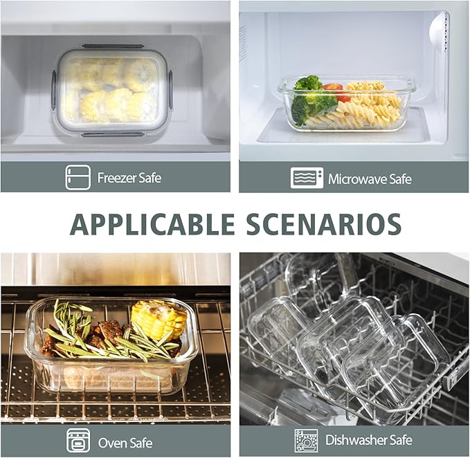 Glass Food Storage Containers with Lids,20 Pieces Glass Storage Container sets,Meal Prep Container,Airtight Glass Lunch Containers,Leakproof,BPA Free(10 lids & 10 Containers)-NeatNest