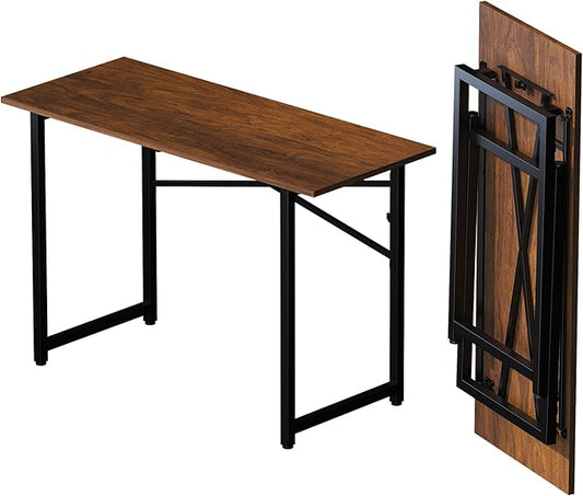 47 inch Folding Desk No Assembly Required, Writing Gaming Computer Camping Table, Home Office Desk, Mahogany-NeatNest