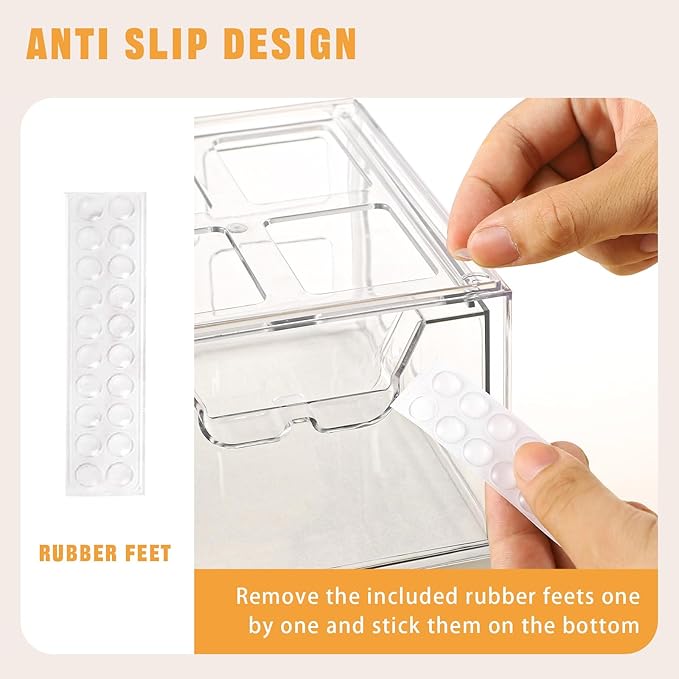 3 Pack Stackable Storage Drawers Clear Acrylic Organizer Makeup Bathroom Organizer and Storage for Beauty Supplies,Ideal for Vanity, Cabinet,Bathroom,Pantry Organization-NeatNest