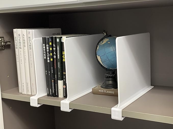 CY craft Acrylic Shelf Dividers for Closets,Wood Shelf Dividers, 4 PCS White Shelf Separators,Perfect for Clothes Organizer and Bedroom Kitchen Cabinets Shelf Storage and Organization-NeatNest