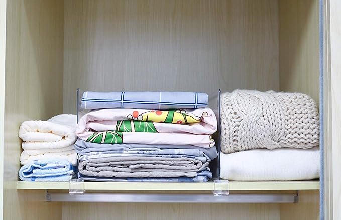 CY craft Acrylic Shelf Divider, Wood Shelf Dividers,Clear Closet Shelf Separators Clothing Organizer Perfect for Bedroom Shelving Organization and Kitchen Cabinet Shelf Storage,6 PCS-NeatNest