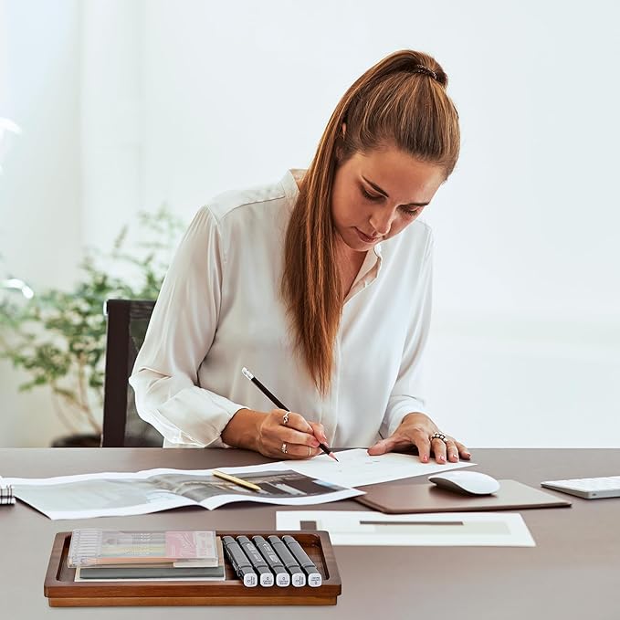 Demigo Acacia Wood Valet Tray & Catchall (11.9x6x1 inch) - Wooden Desk Organizer for Office Supplies, Keys, Wallet & Mail - Entryway & Nightstand Decor-NeatNest
