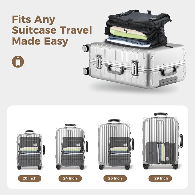 Hanging Packing Cubes for Travel – Portable Closet Organizer with Shoe Compartment, Compression Travel Shelves for 24–32 Inch Suitcases, Foldable Carry-On Packing System-NeatNest