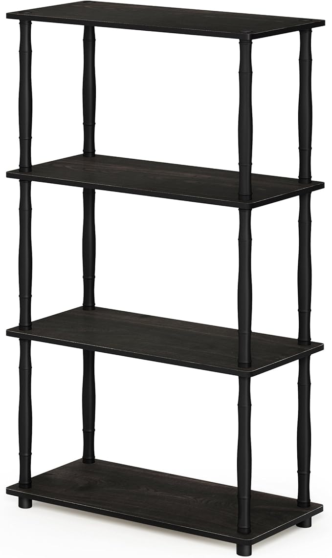 Furinno Turn-N-Tube 4-Tier Multipurpose Shelf Display Rack, Classic Tubes, Espresso/Black-NeatNest
