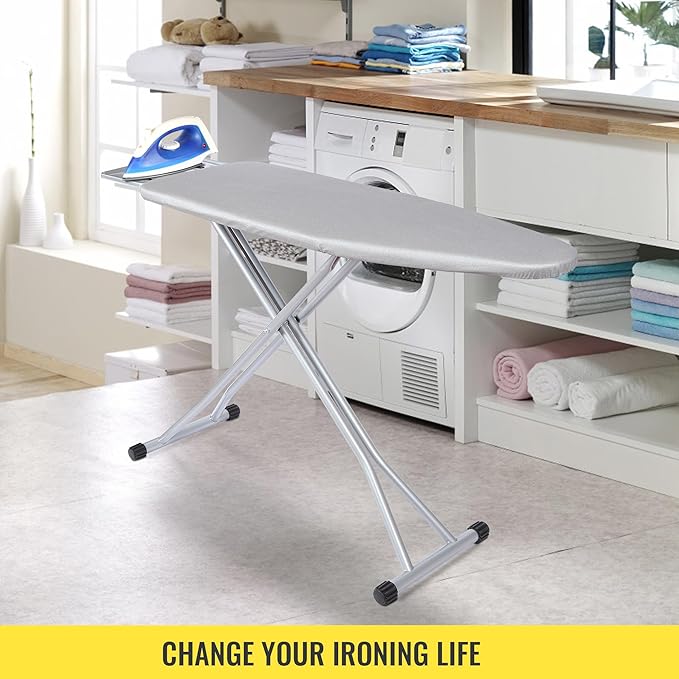 oleaf Ironing Board Full Size 54" x 15",Extra Wide&Long,Adjustable Ironing Board with 5 Heights,Stable Legs,Thick 3 Layers Cover,Easy Storage for Home Laundry Hotel Sewing Apartment Use(Large,Gray)