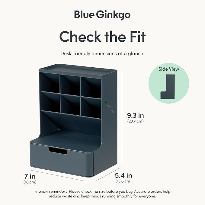 BLUE GINKGO Hive Desk Organizer – Vertical 6-Compartment, Full-drawer Storage – Space-Saving Pen Holder, Stationery Storage – Organizer for Office, School Supplies, Makeup (Made in Korea, Blue)-NeatNest