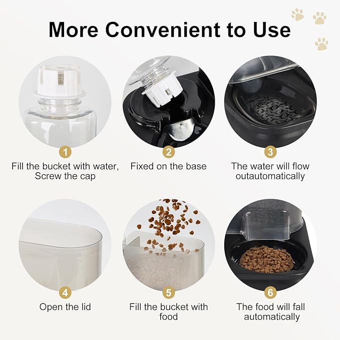 Gravity Pet Feeder and Water Dispenser Set, Automatic Dog Feeder and Dog Water Dispenser for Dogs Cats Pets Animals Large Capacity (Black)-NeatNest