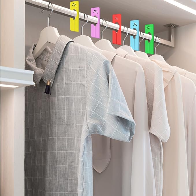 30 PCS Closet Rack Dividers, 6 Colors Rectangular Clothing Hanger Dividers with a Bonus Marker, Writable & Reusable for Sorting Clothes Size, Color Brand-NeatNest