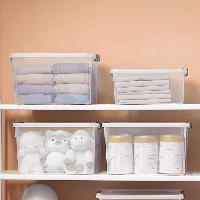 Citylife 17 QT Plastic Storage Bins with Latching Lids Stackable Storage Containers for Organizing Large Clear Storage Box for Garage, Closet, Classroom, Kitchen, 2 Packs-NeatNest