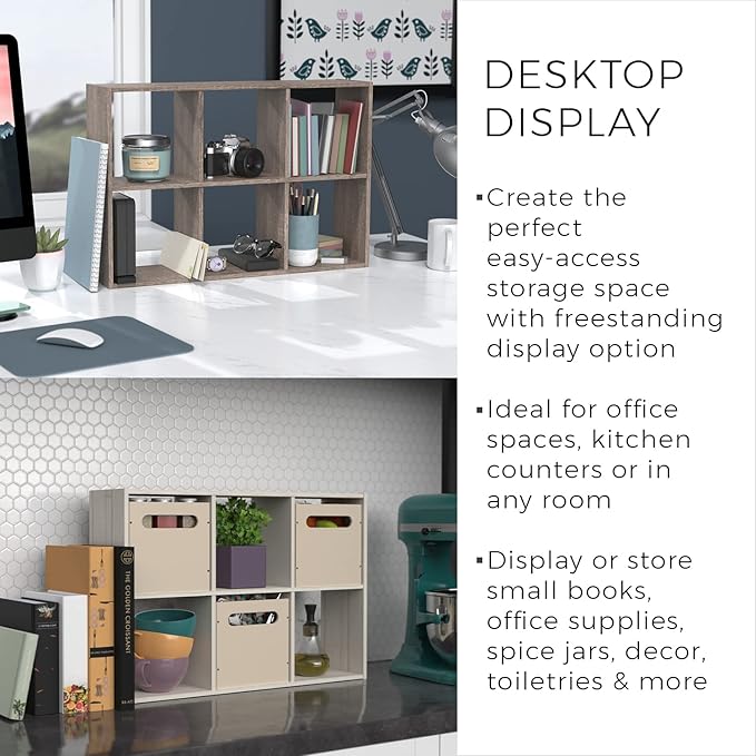 ClosetMaid Mini 6-Cube Desktop or Wall Mount Organizer, Weathered Teak-NeatNest