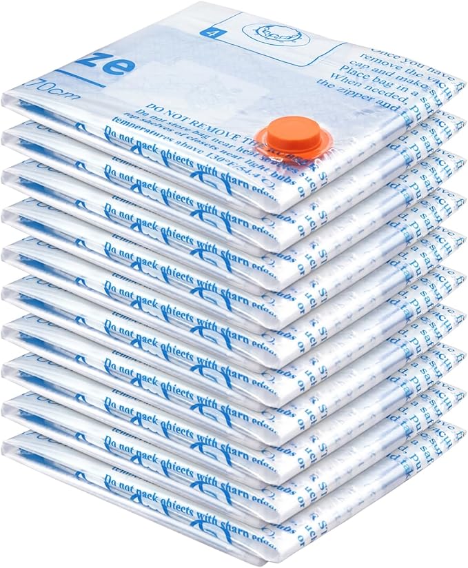 Vacuum Storage Bags , Small Space Saver Sealer Bags , Airtight Compression Bags for Clothes, Pillows, Comforters, Blankets, Beddings, Pack of 10-NeatNest