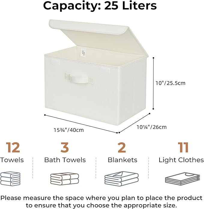 GRANNY SAYS Storage Bins with Lids, Fabric Storage Boxes, Closet Organizers and Storage, Ivory White, 2-Pack-NeatNest