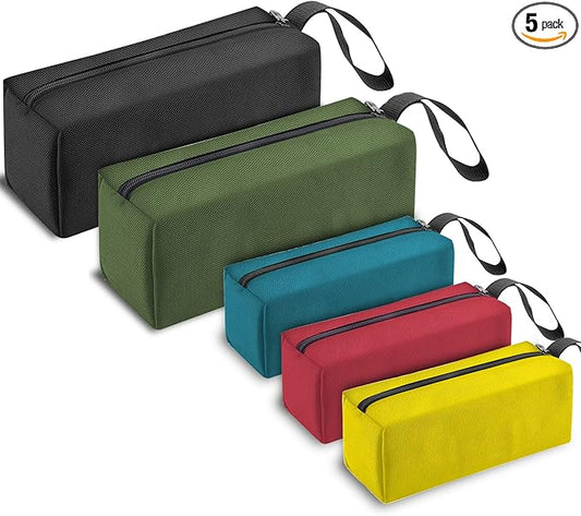 5 Pack Canvas Tool Pouch of Two Sizes, Tool Pouches with Zipper, Multipurpose Zipper Bags Tools is Suitable for Storing Scattered Tools, Cosmetics, and Various Items (5 Colors)-NeatNest