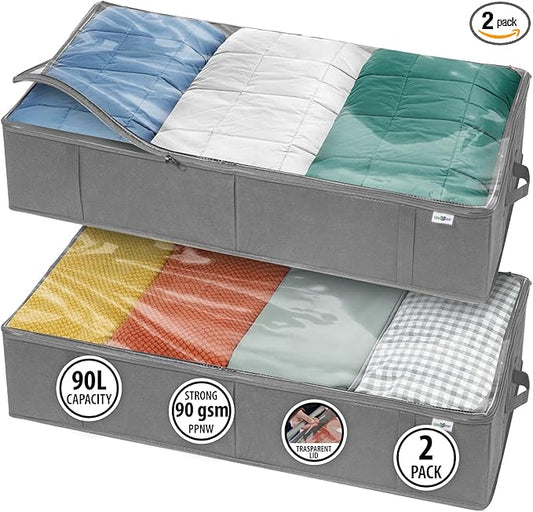 Closet Organizers and Storage - Maximize Space with Under Bed Storage Containers & Clothes Storage - Ideal Closet Organizer, Toy Storage Organizer & Underbed Storage (Grey, 2 Pack)-NeatNest