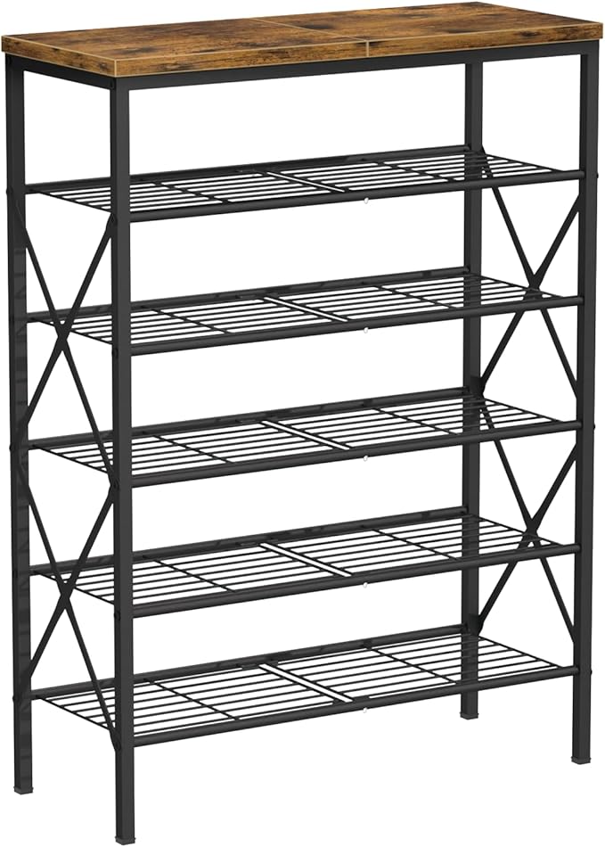6 Tiers Metal Shoe Rack，Large Capacity Shoe Rack Holds 24 Pairs of Shoes, Durable and Stable, Adjustable Metal Shelf Stackable Shoe Shelf for Entryway, Hallway, Living Room, Closet-NeatNest