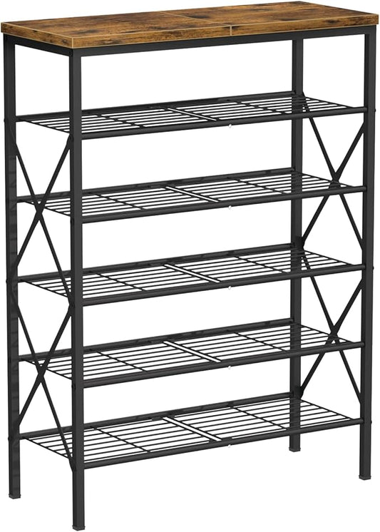 6 Tiers Metal Shoe Rack，Large Capacity Shoe Rack Holds 24 Pairs of Shoes, Durable and Stable, Adjustable Metal Shelf Stackable Shoe Shelf for Entryway, Hallway, Living Room, Closet-NeatNest