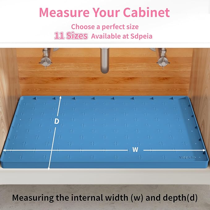 Sdpeia Under Sink Mat for [34" x 22"] Cabinet, Upgraded Silicone Waterproof Mat Kitchen Cabinet Liner Cabinet Protector Kitchen Organizers and Storage-NeatNest