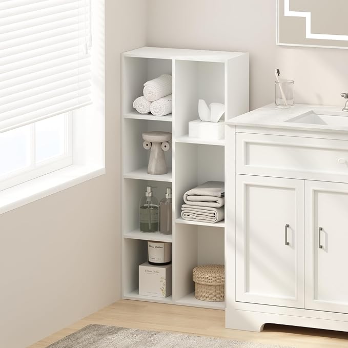 Furinno Reed 7-Cube Open Shelf Clothing & Closet Storage Organization, White-NeatNest