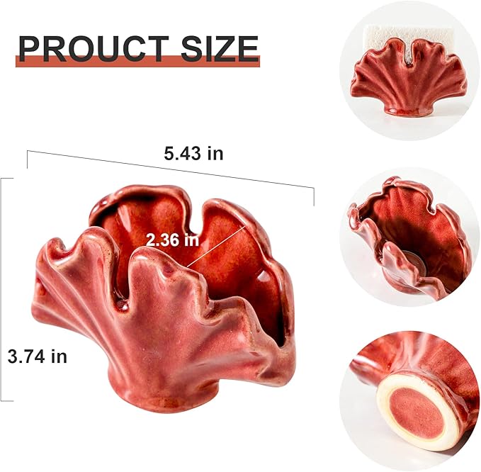 Ceramic Sponge Holder,Sponge Holder for Kitchen Sink,Compact Sink Caddy Organizer-Scouring Pad and Dish Sponge Holders,Farmhouse Kitchens Decor Cute Kitchen Gadgets Accessories(Red)-NeatNest