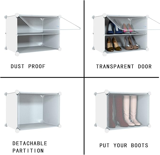 Shoe Rack Organizer, 24 Pair Shoe Storage Cabinet with Door Expandable Plastic Shoe Shelves for Closet,Entryway,Hallway,Bedroom,6 Tier-NeatNest