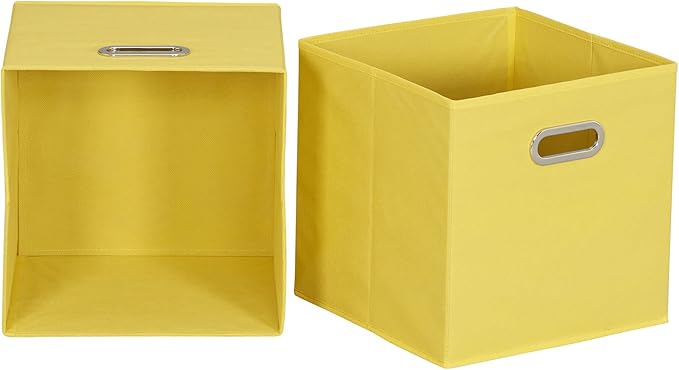 Household Essentials Yellow]Fabric Storage Bins with Handle, Bright (Pack of 6)