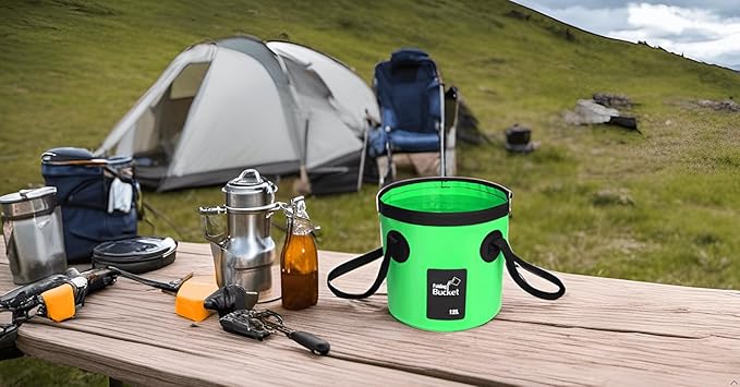 BANCHELLE Collapsible Bucket Water Container Portable Folding Camp Wash Basin for Outdoor Traveling Hiking Fishing Car Washing Gardening Camping (Green, 12L)-NeatNest