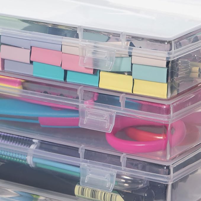 Clear Container with Lid, 4 Packs Rectangular Storage Containers Plastic Storage Box 7.1''×4.6''×1.2'' Small Clear Storage Box for Storage, Beads, Crafts Accessories-NeatNest