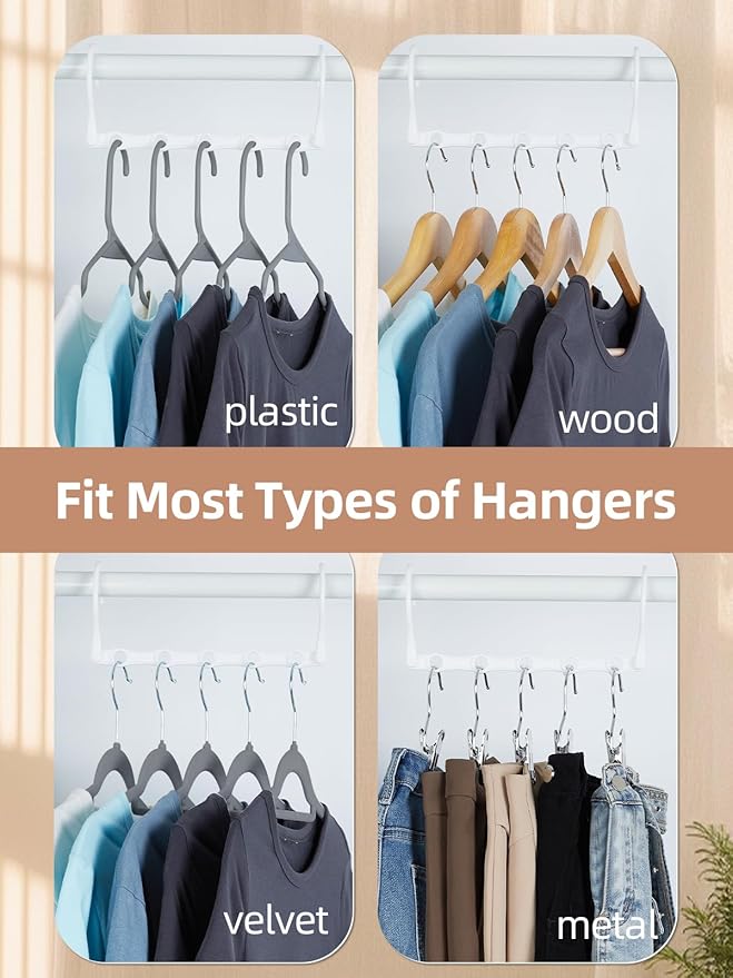 HOUSE DAY White Magic Plastic Hangers Space Saving Organizers and Storage Clothes Hanger Multi Hangers Sturdy Wardrobe Closet for Heavy Clothes, Dorm Room Bedroom Home RV Car Camper Essentials 20 Pack-NeatNest