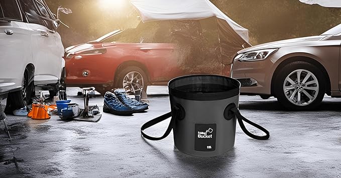BANCHELLE Collapsible Bucket Water Container Portable Folding Camp Wash Basin for Outdoor Traveling Hiking Fishing Car Washing Gardening Camping (Black, 12L)-NeatNest