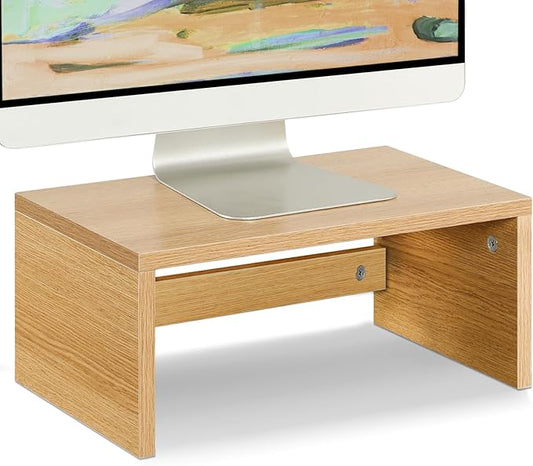TEAMIX Higher Monitor Stand Riser, Wood Monitor Riser with Storage for Desk Small Monitor Stand TV/Screen/PC/Laptop Riser Computer Stand Desktop Shelf-NeatNest