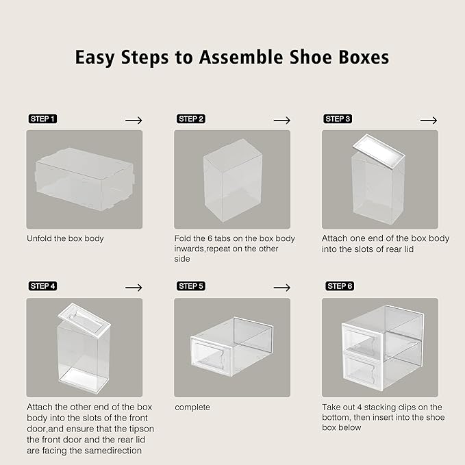 SEE SPRING X-Large Shoe Storage Box Fit Size 11, Clear Plastic Stackable Shoe Organizer for Closet, Space Saving Foldable Shoe Rack Sneaker Container Bin Holder, 12 Pack Clear-NeatNest