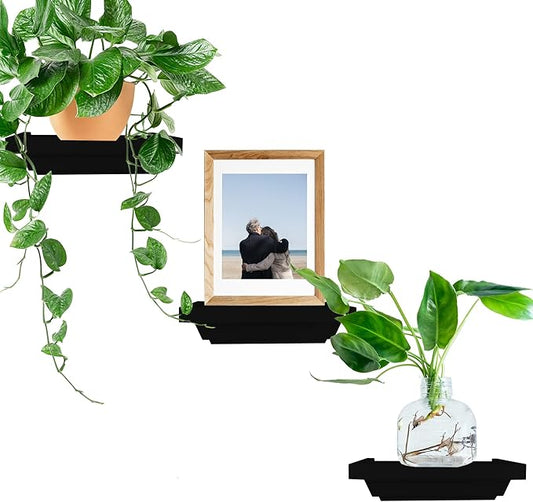 Floating Wall Shelves Mounted Set of 3, Small Decorative Home Decor for Bathroom, Living Room, Kitchen, Bedroom, and Office 6x4inches (Black, 3)-NeatNest
