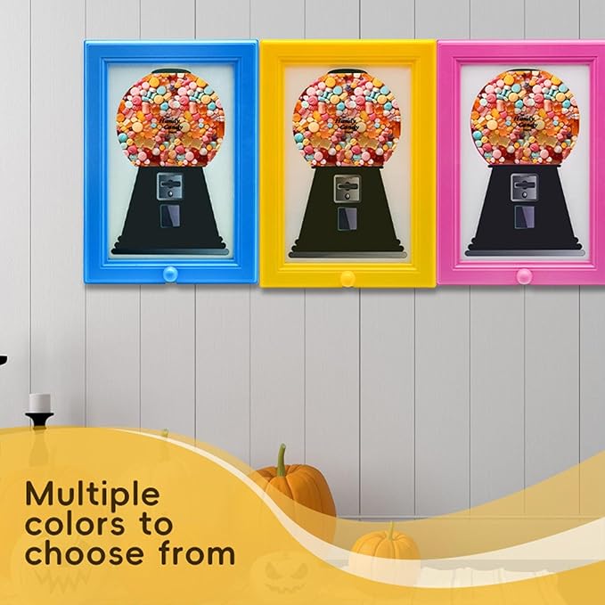 Gumball Machine，Photo Frame Candy Dispenser,For Candies, Nuts, Dog & Cat Treats, Hang on Wall, Birthday & Holiday Gift for All Ages.(Yellow)-NeatNest