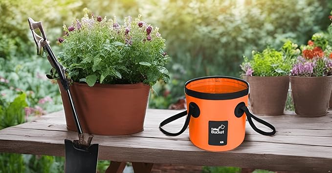 BANCHELLE Collapsible Bucket Water Container Portable Folding Camp Wash Basin for Outdoor Traveling Hiking Fishing Car Washing Gardening Camping (Orange, 12L)-NeatNest