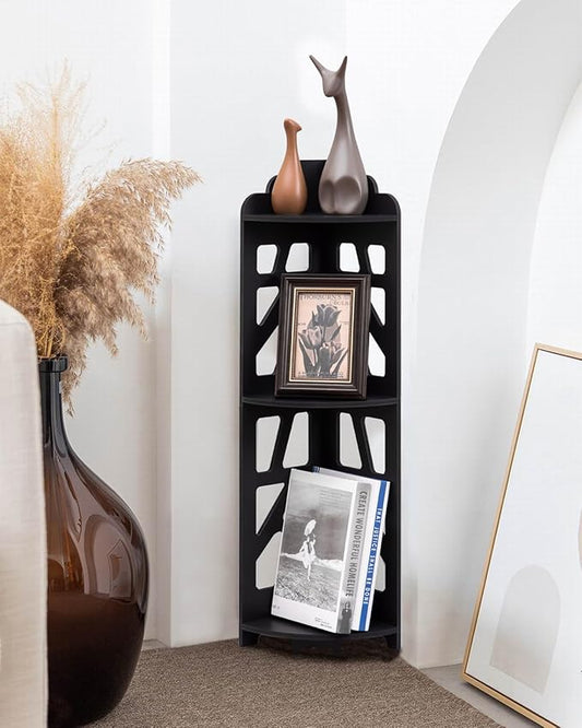 Corner Shelves,Corner Shelf Stand Waterproof Great for Bathroom Storage Tight Space,Small Shelf Stand Fit for Toilet Paper Holder Storage, Corner Tables for Small Space,Black-NeatNest