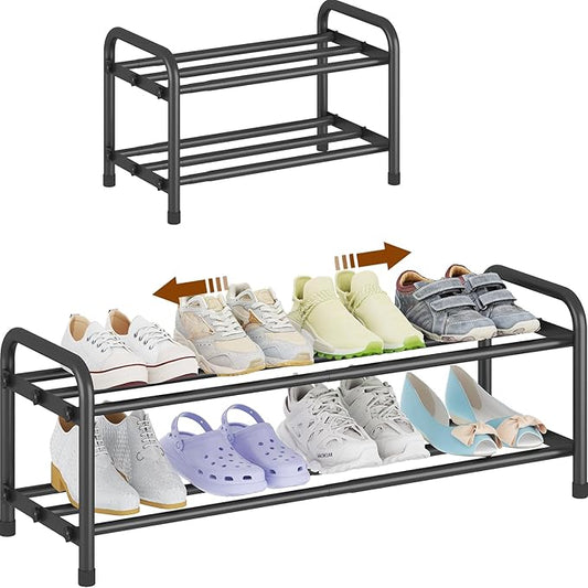 KANAV 2-Tier Expandable Shoe Rack, Adjustable Shoe Organizer & Storage for Closet, Small Space Saving Shoe Rack for Entryway, Bedroom, or Office – Sturdy & Durable Design-NeatNest