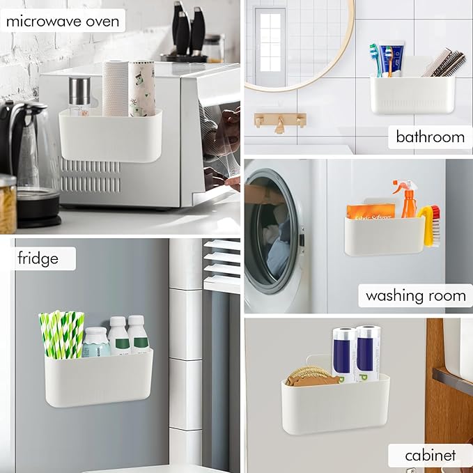 Poeland 4 Pack Magnetic Storage Box, Magnetic Cup Holder, Makeup Organizer for Bathroom, Bedroom, Fridge, Cabinet (Size L)