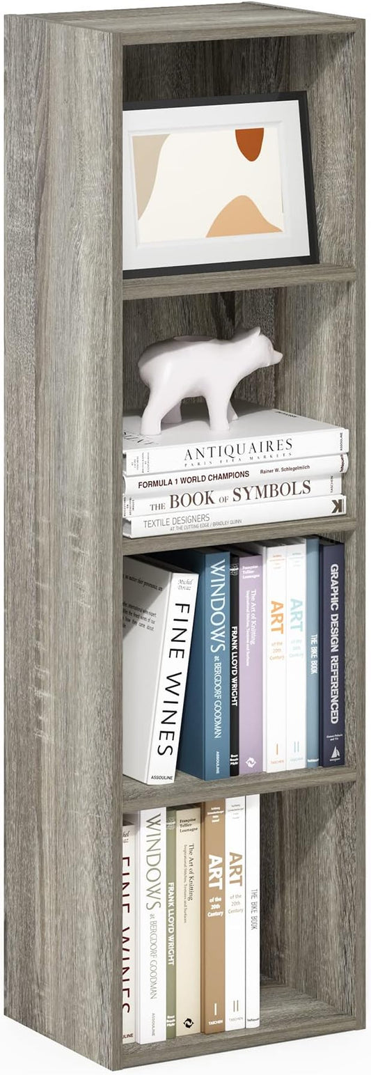 Furinno Luder Bookcase / Book / Storage, 4-Tier Cube, French Oak-NeatNest
