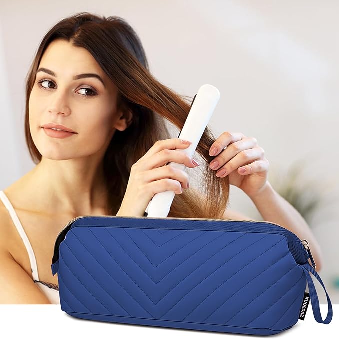 Hair Tools Travel Bag for Shark Flexstyle Dyson, Quilted Case Organizer Bag, Gift for Women Hair Accessories Storage Bag, Travel Hairdryer Portable Bag for Women, Blue-NeatNest