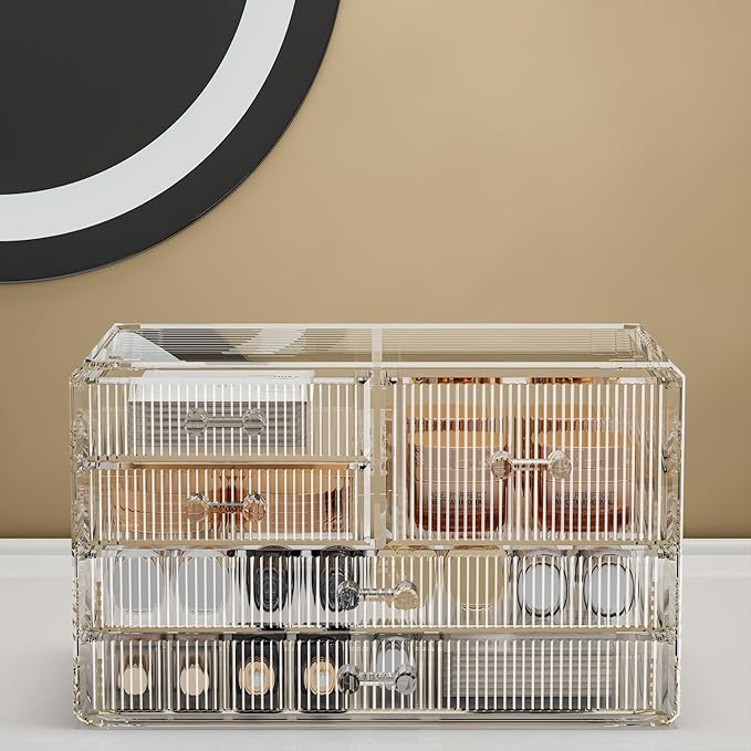 ZHIAI Stackable Storage Drawers, Acrylic Bathroom Counter Organizer Clear Makeup Organizers for Vanity, Kitchen Cabinets, Bathroom, Undersink, Home Organization and Storage (5 Drawers, Pattern E)-NeatNest