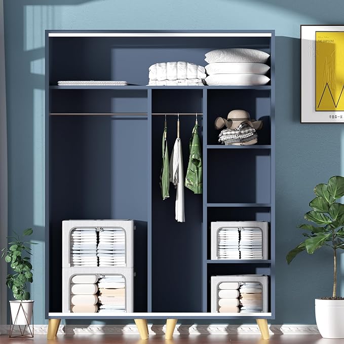 Clothes Storage Bins Box - Linen Fabric Foldable Stackable Container Organizer Set with Clear Window & Carry Handles & Metal Frame (Light Grey, Medium-36L)-NeatNest