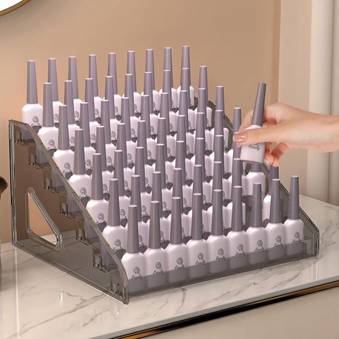 Nail Polish Organizer 84 Bottles of 7 Layers Sunglass Organizer Acrylic Display Rack Eyeglasses Storage Essential Oils Holder Makeup Organizer No Tool Needed Assembly, Grey-NeatNest