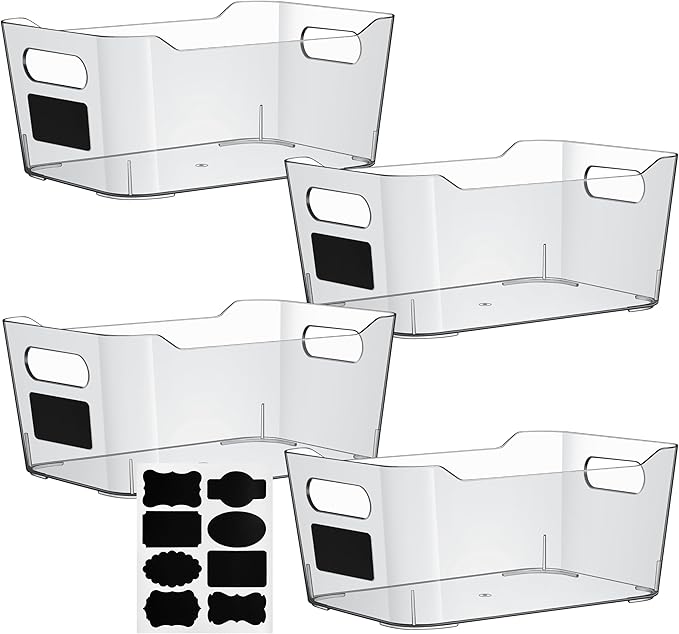 Clear Plastic Storage Bins, Perfect for Kitchen Organization or Pantry Organizers and Storage, Refrigerator Freezer Fridge Organizer Storage Containers Bin for Organizing Medicine Cabinet Organizer-NeatNest