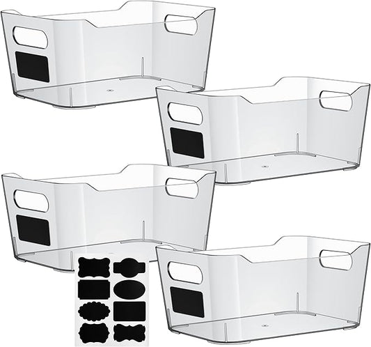 Clear Plastic Storage Bins, Perfect for Kitchen Organization or Pantry Organizers and Storage, Refrigerator Freezer Fridge Organizer Storage Containers Bin for Organizing Medicine Cabinet Organizer-NeatNest