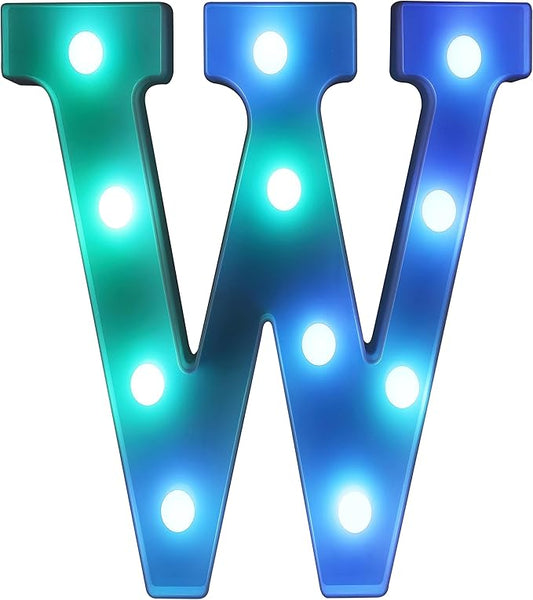 Foaky Colorful LED Letter Lights with Remote,Marquee Light Up Letters Sign for Night Light Wedding/Birthday Party Battery Powered Christmas Lamp Home Bar Decoration(W)-NeatNest