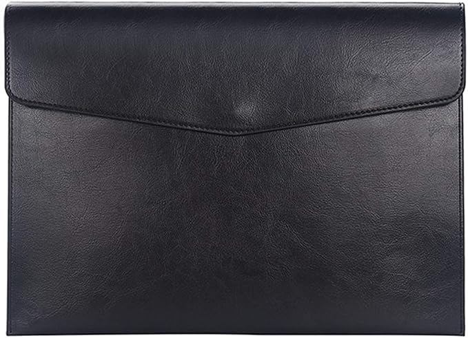 Enyuwlcm PU Leather A4 File Folder Document Holder Envelope Folder Case with Snap Closure for Receipt Contract Black