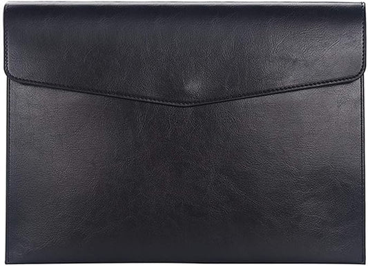 Enyuwlcm PU Leather A4 File Folder Document Holder Envelope Folder Case with Snap Closure for Receipt Contract Black