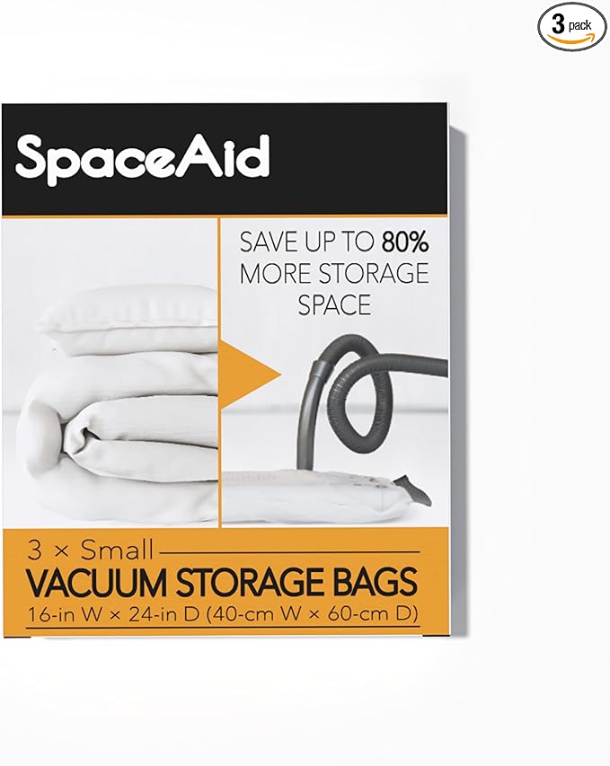 SpaceAid Vacuum Storage Bags, Space Saver Sealer Compression Bags for Comforters, Blankets, Pillows, Bedding, Clothes (Small 3 Pack)-NeatNest