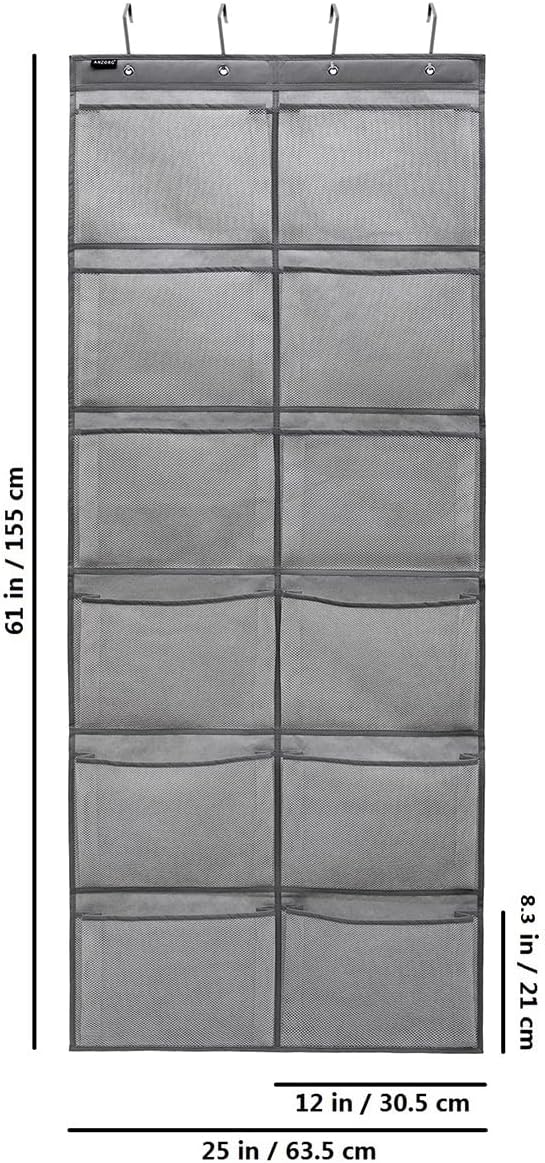 Extra Large Mesh Pockets Shoe Organizer Hanging Rack for Bedroom & Bathroom Storage (12 Large Pockets)-NeatNest